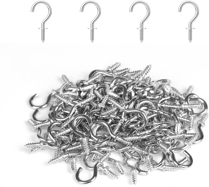 RELBRO 1/2 Inch Small Screw Hooks, Mini Metal Twist in Hooks, Silver, 100 Pcs - Image 1